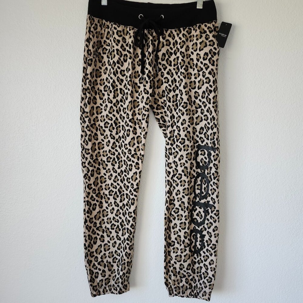 BEBE Logo NWT 2 Pocket Leopard LOUNGEWEAR